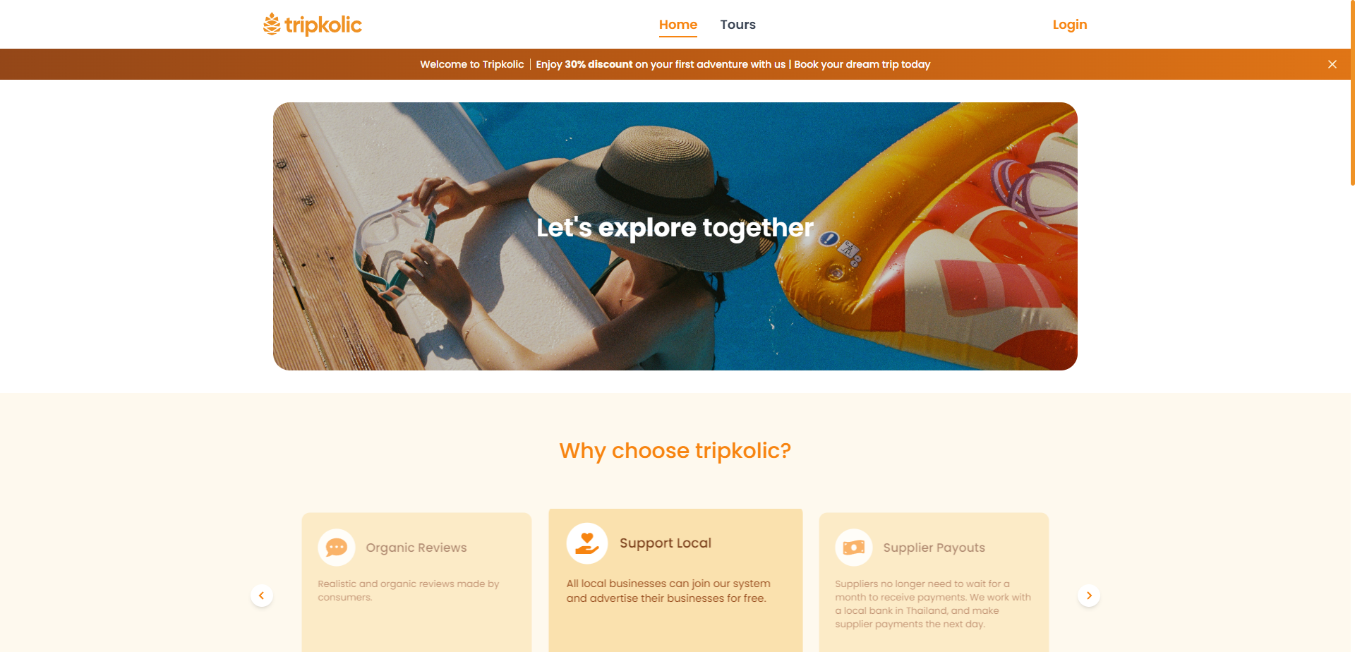 An image of the Tripkolic Tours Website project.